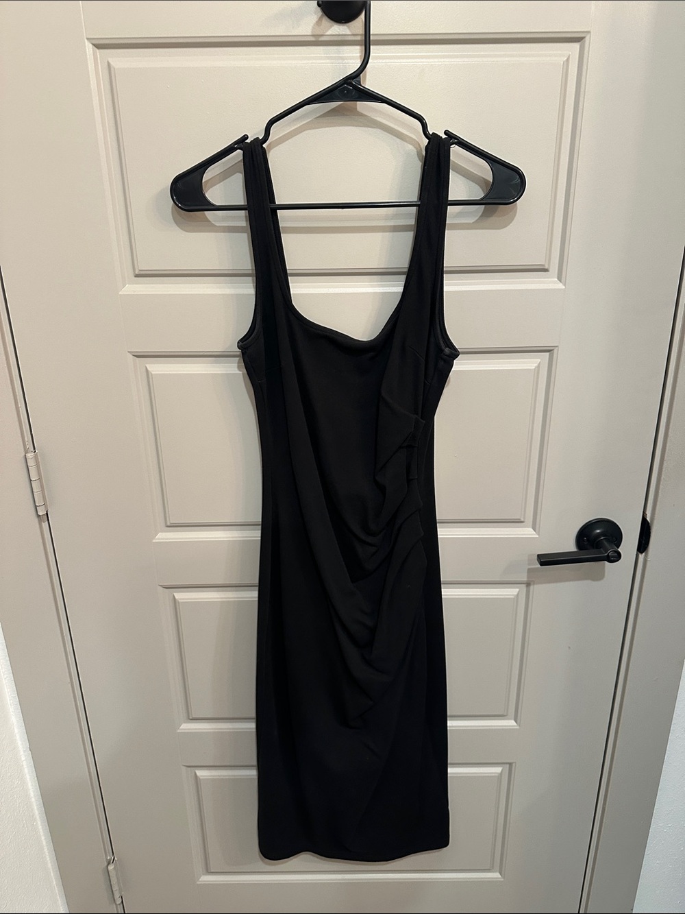 Kittenish Black Draped Midi Tank Dress